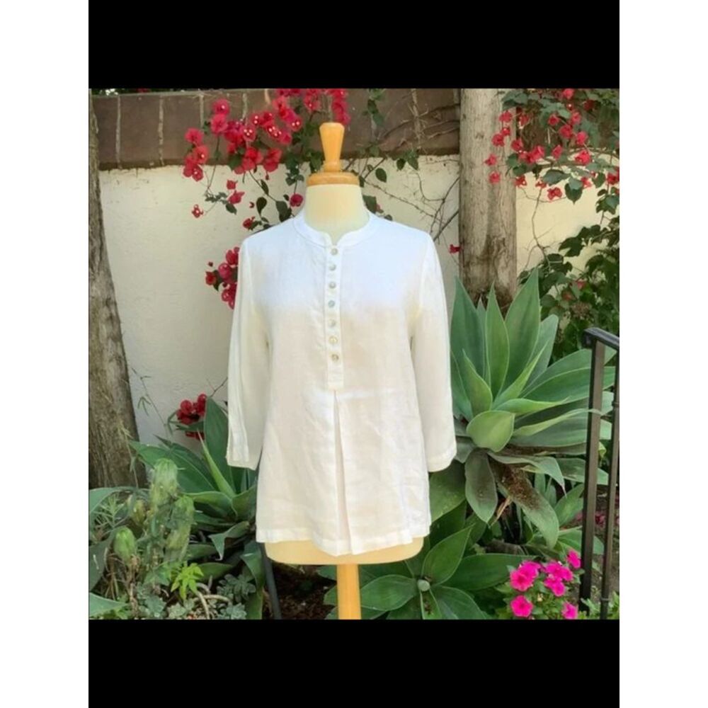 ALLEN ALLEN Womens White 3/4 Sleeve Crew Neck Top Plus 2X